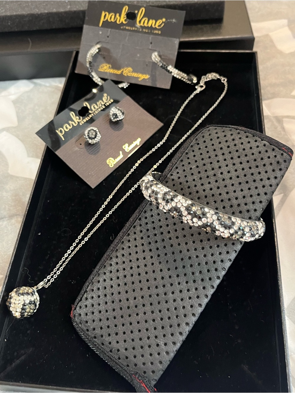 Park Lane Black and Silver Crystal Jewelry Set